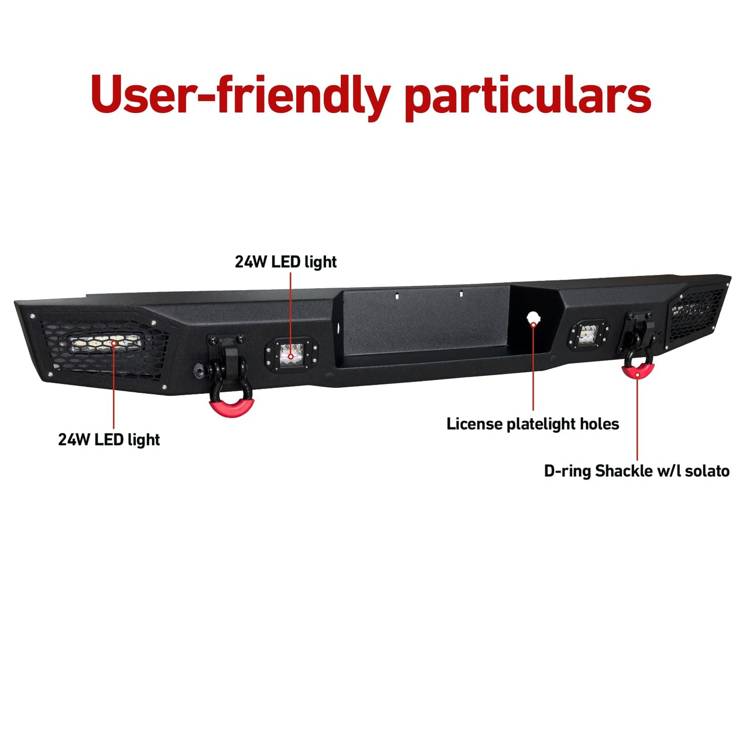 Bronco Front Rear Bumper with Winch Plate & LED Lights