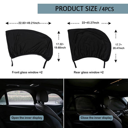 4-PCS Breathable Car Window Shades with Zipper - Privacy Protection for Most Cars