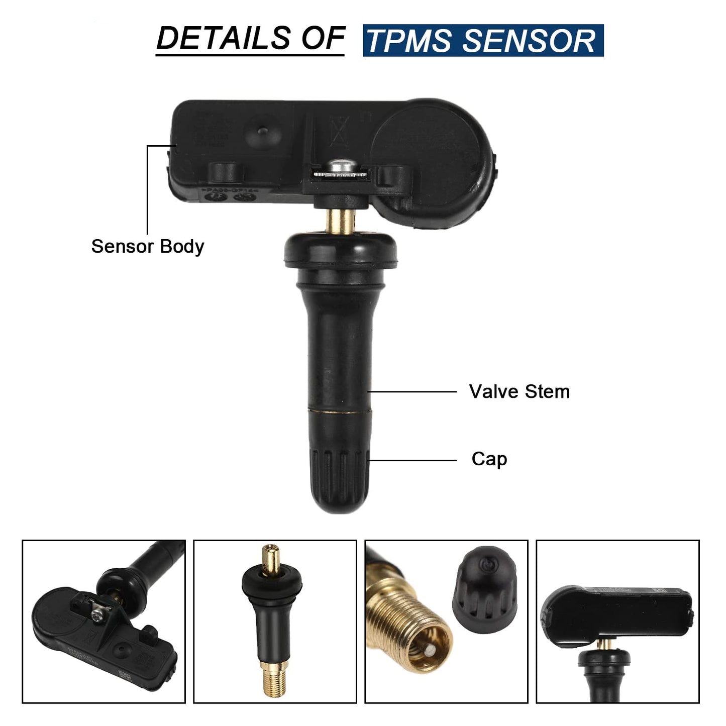 4-PCS TPMS Sensors (433MHz) for Jeep/Dodge/Ram/Chrysler 2011-2016 - Replaces 56029398AB