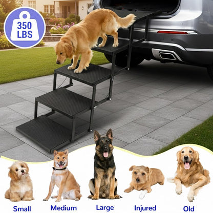 5-Step Foldable Dog Stairs - 25.6" H, 350 lb Capacity for Large Dogs (Car/Truck)