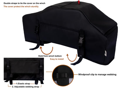UV & Waterproof Winch Cover for 8000-13500 lbs Electric Winches (Black)