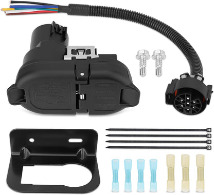 7/4 Pin Trailer Harness with Mounting Bracket - Adapter Plug for USCAR Multi-Tow Pickup Trucks
