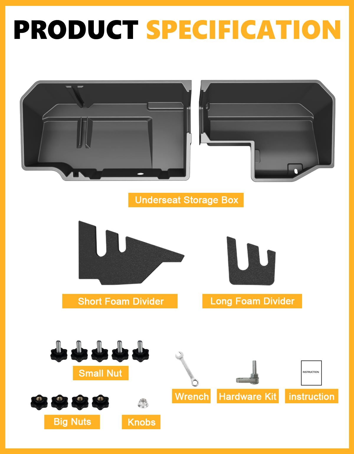 Rear Underseat Storage Box for 2019-2026 Chevy/GMC 1500 & HD - Double/Crew Cab