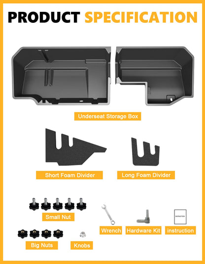 Rear Underseat Storage Box for 2019-2026 Chevy/GMC 1500 & HD - Double/Crew Cab