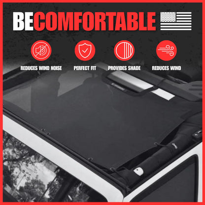 USA Made Red Sunshade Top for 2018-2026 Jeep Wrangler JLU - 10-Year Warranty