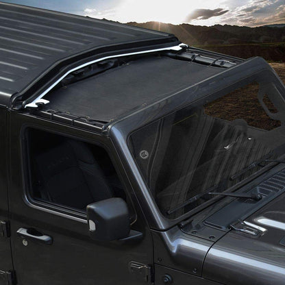 Mesh Bikini Sunshade for 2018-2026 Jeep Wrangler JL & Gladiator JT - UV/Heat Block (Plain Black)