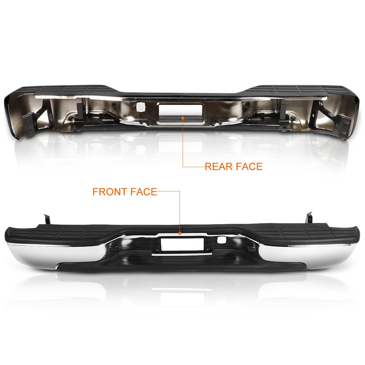 Rear Step Bumper with Plate Lights for 1999-2006 Chevy/GMC 1500/2500 - Replaces GM1103124/GM1103122/12496085