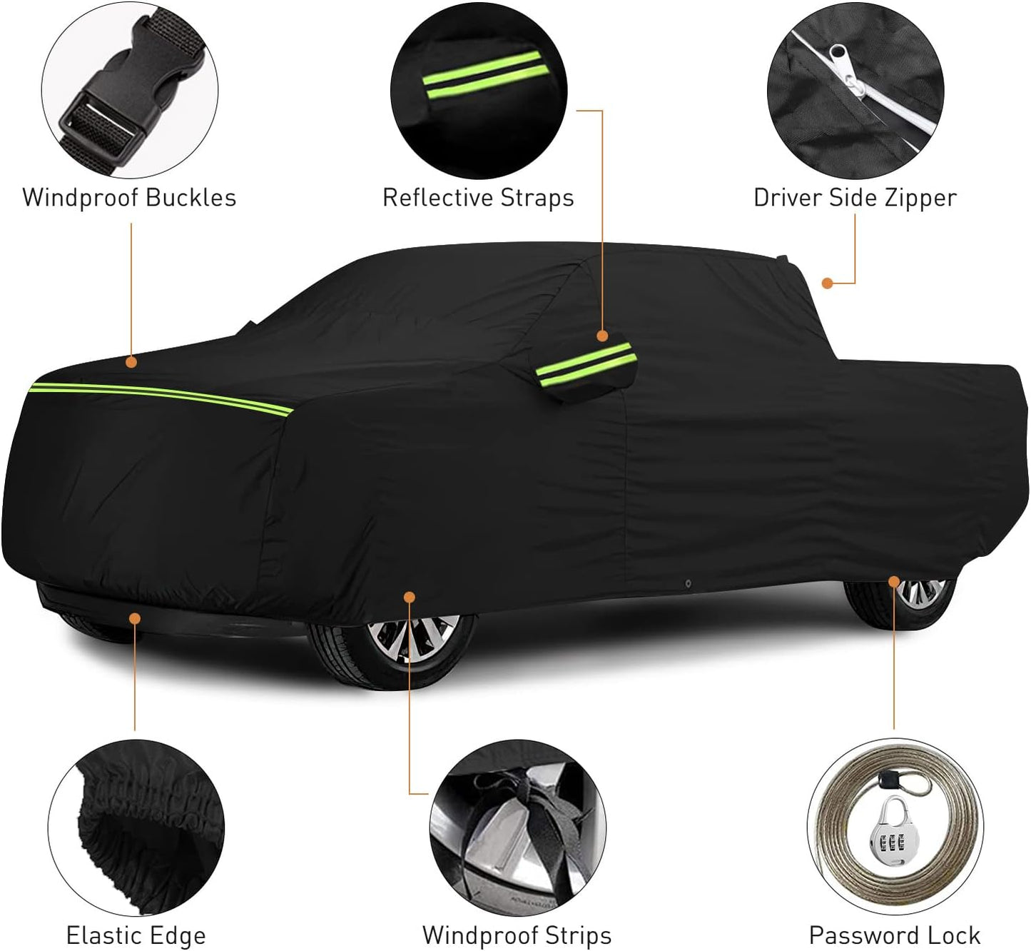 Car Cover for Fo-rd F250 F350 Raptor Pickup Truck Super Crew Cab 5FT-8FT Long Bed Truck Cover