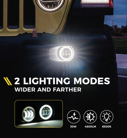 300% Brighter LED Fog Lights for 2018-2025 Jeep JL & Gladiator JT - DOT, Plug & Play