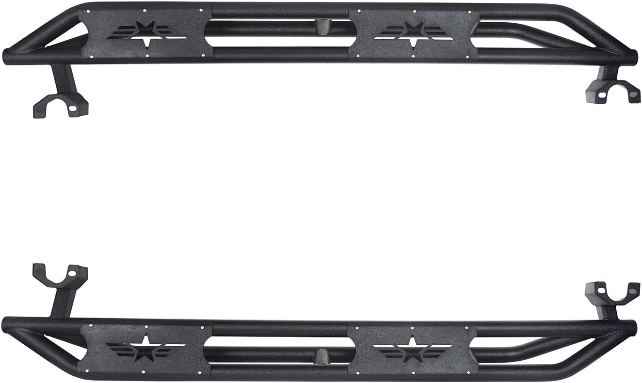Textured Black Tube Running Boards for 2007-2018 Jeep Wrangler JK 4-Door