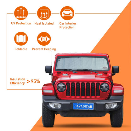 Triple Layer Aluminum Sun Shade for 2018-2025 Jeep Wrangler JL & Gladiator JT - Silver
