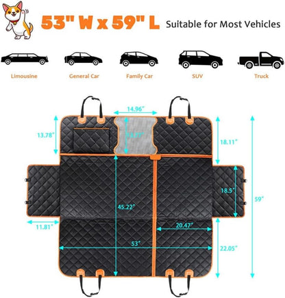100% Waterproof Dog Seat Cover Hammock - 600D Heavy Duty, Mesh Window, Nonslip for Cars/Trucks/SUVs