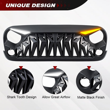 Matte Black Front Grill for Jeep Wrangler JK JKU