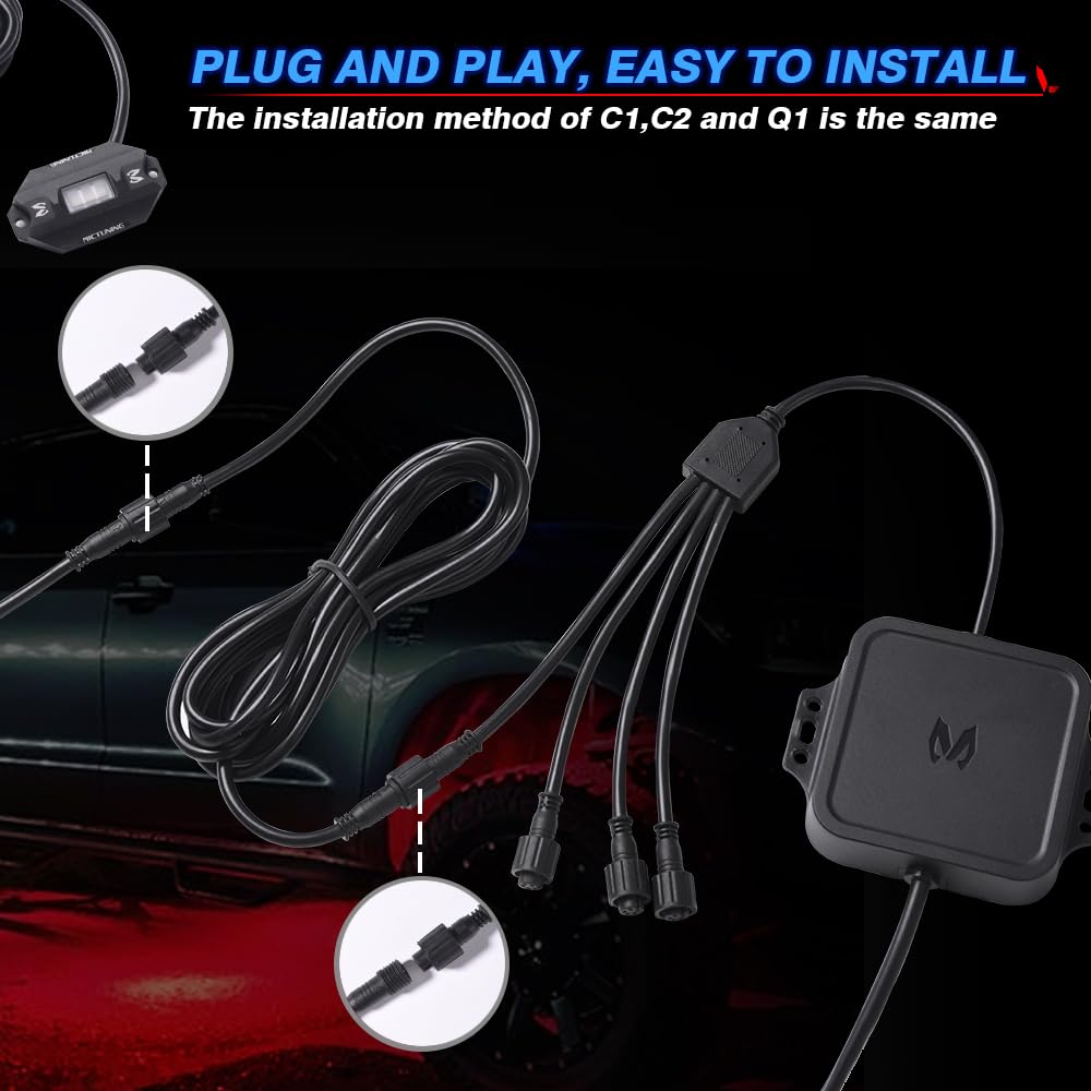 6.56FT 3-Pin Extension Cable for V1/W1/C2 RGB+IC Lights & P1s Switch