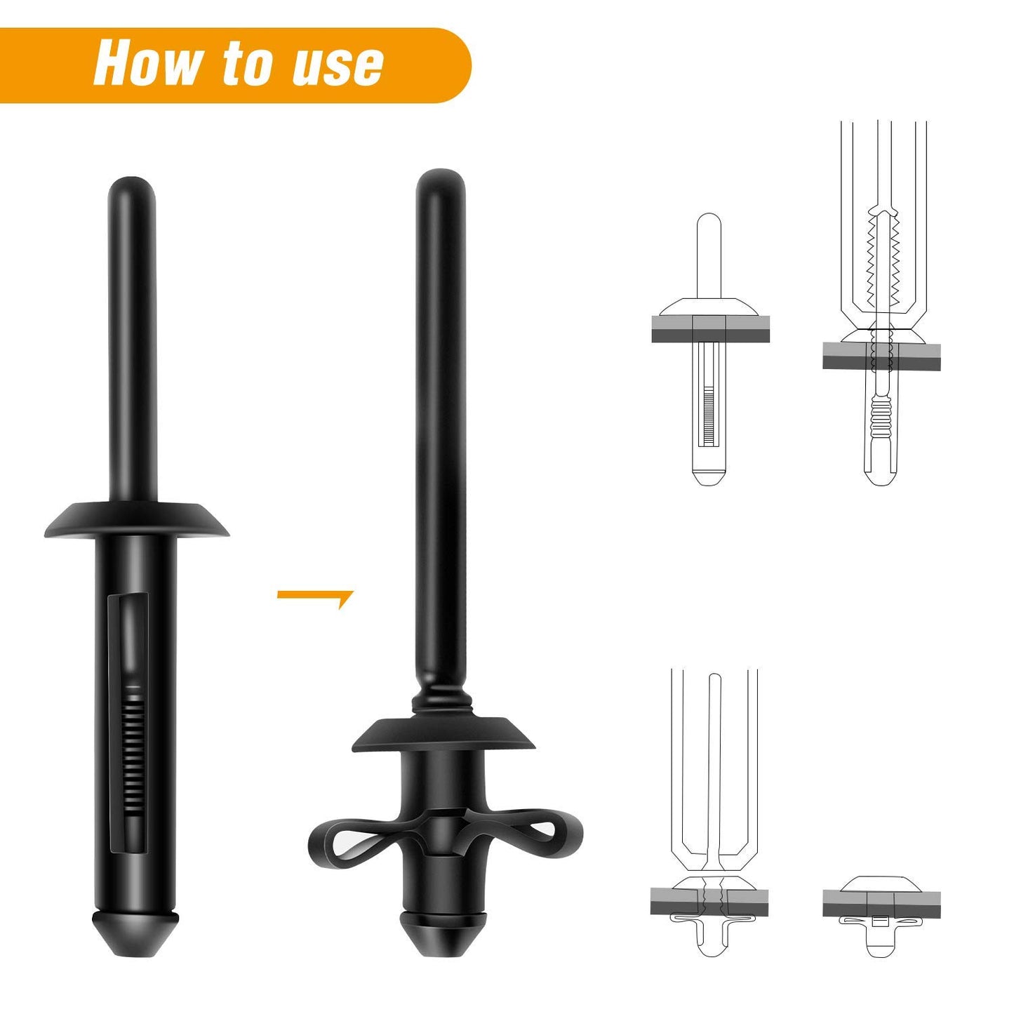 60-PCS Fender Flare Retainer Clip Kit for Jeep/Chrysler/Ford/GMC - Includes Fastener Remover
