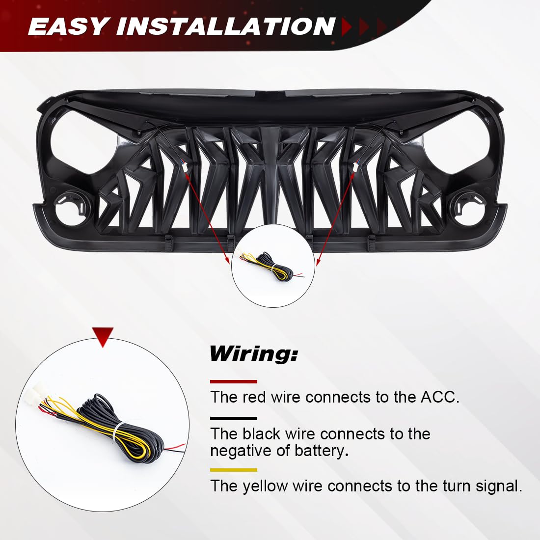 Matte Black Front Grill for Jeep Wrangler JK JKU