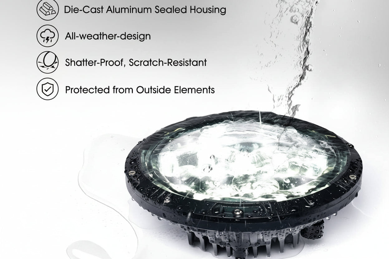 105W 7" LED Headlights - DOT Approved with Hi/Lo/DRL/Signals, Includes Adapters