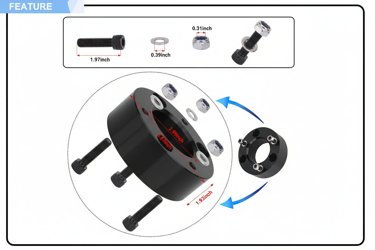 3" Front Leveling Kit for 2004-2026 Ford F-150 & Expedition - Aluminum Forged Spacers