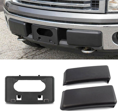 Bumper Guards Pads Insert Replacements+Front Licenses Plate Frame Bracket Mounting Frame Holder for 2009-2014 F150