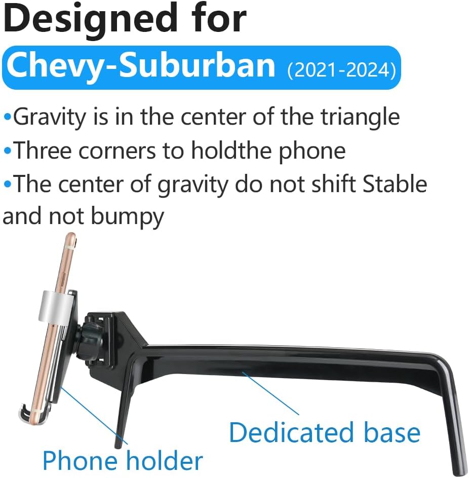 Car Phone Holder for Chevy Tahoe 2021 2022 2023 2024 and Chevrolet Suburban 2021-2024 Auto Interior Accessories Best Cell Phones Mount Cellphone Mobile Cradle Charging Navigation Bracket Stand