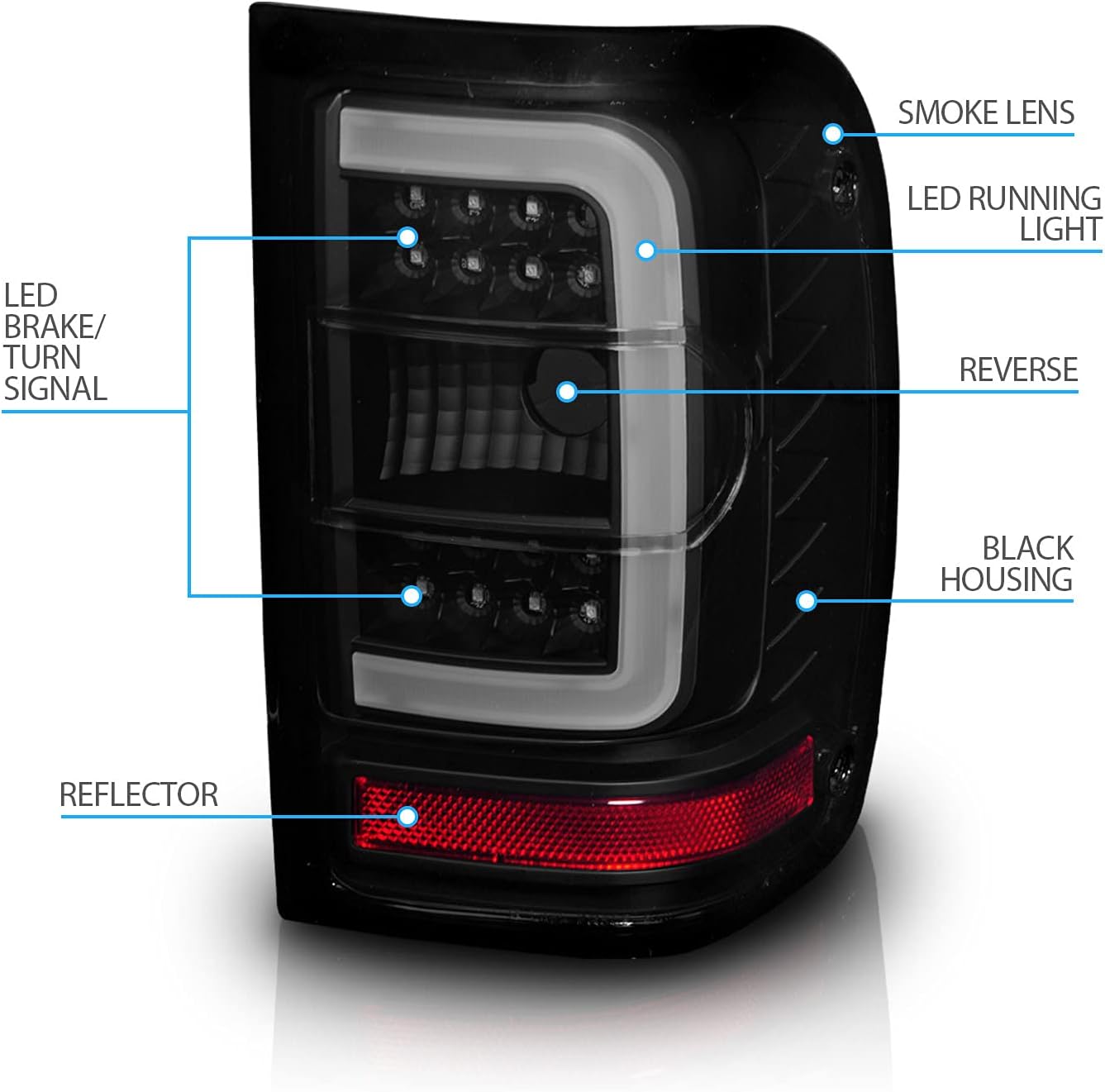 C-Type LED Brake Tail Lights for 2001-2011 Ford Ranger - OHMU