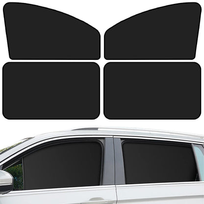 Car Window Sun Shades, Universal Interior, Double-Sided Black (4pcs)