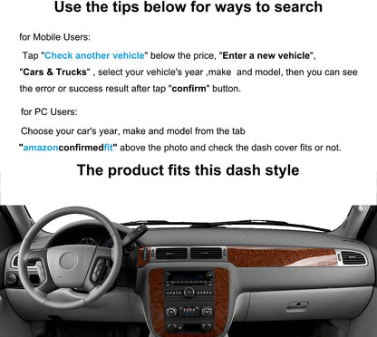 Dashboard Cover Dash Mat Carpet Fit for 2007-2014 Chevy Chevrolet Tahoe Suburban,2007-13 Chevy Avalanche Silverado 1500 2500 3500 LTZ /2007-13 GMC Sierra SLT Denali,2007-14 GMC Yukon XL (Black) Y24