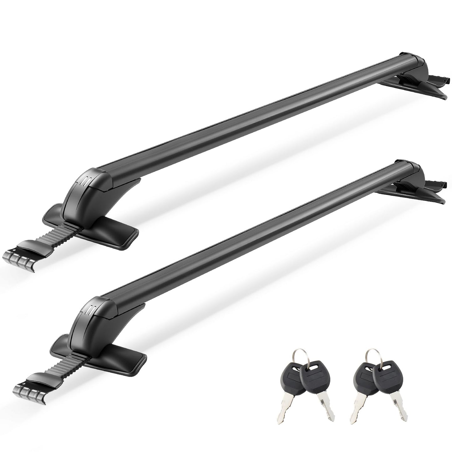 Universal Roof Rack Cross Bars for Naked Roofs - 165 lb Capacity, Lockable Aluminum