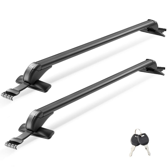 43" Universal Roof Rack Cross Bars for Naked Roofs - 165 lb Capacity, Lockable Aluminum