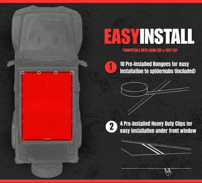 USA Made Red Sunshade Top for 2018-2026 Jeep Wrangler JLU - 10-Year Warranty