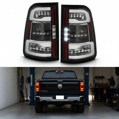 For Incandescent Model Only 2019-2022 Ram 1500 Black Full LED Tail Lights