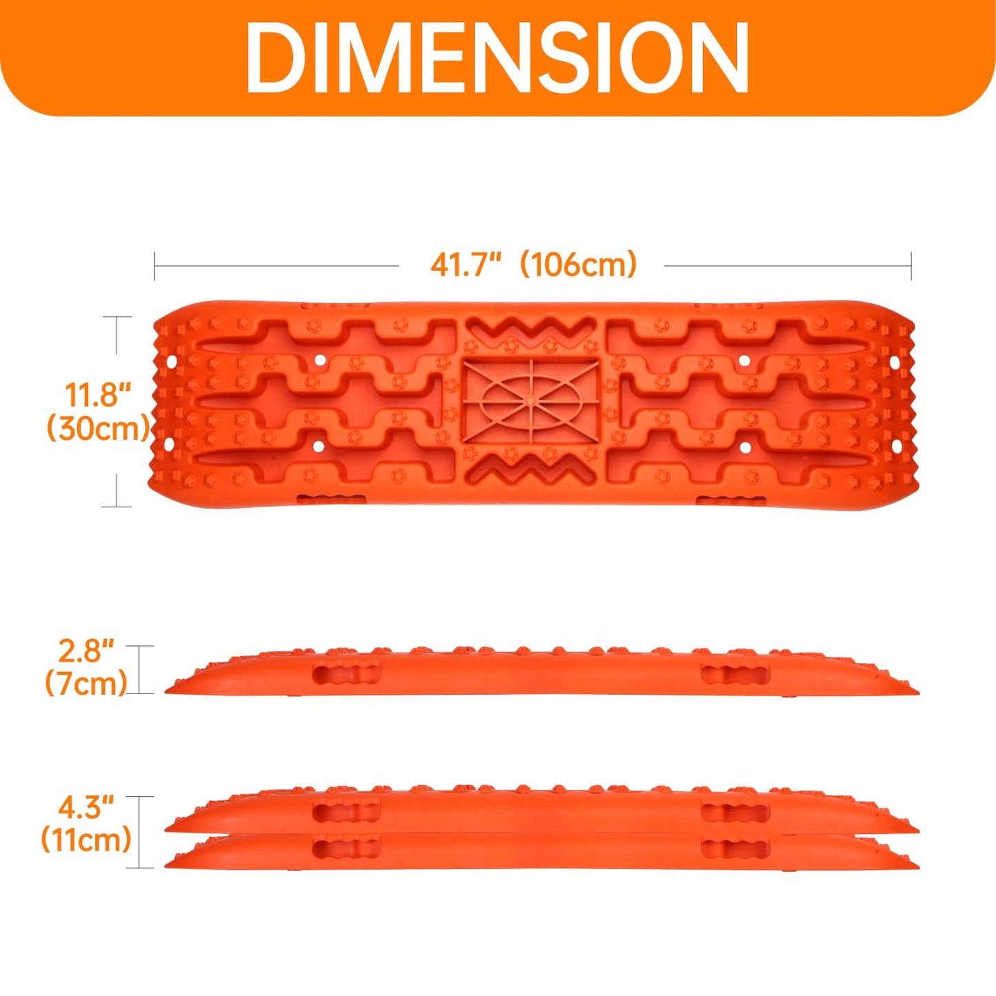 Off-Road Traction Boards with Jack Base - Heavy-Duty Recovery Tracks for 4x4/SUV/Truck (Large)