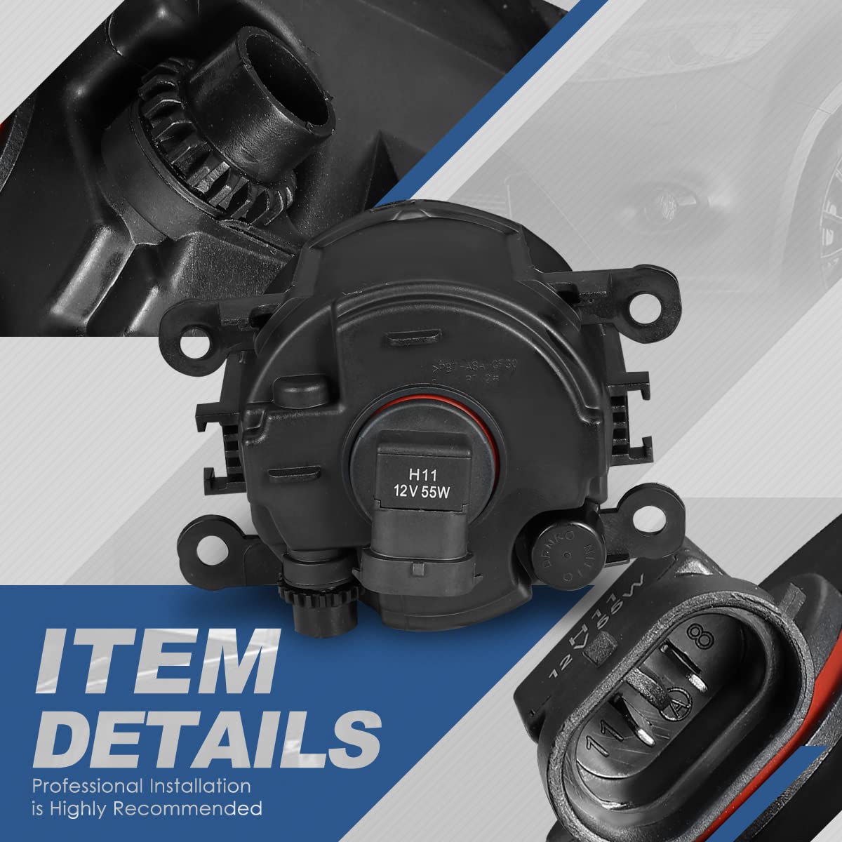 Halogen Fog Lights for Ford Lincoln, Driver & Passenger Side