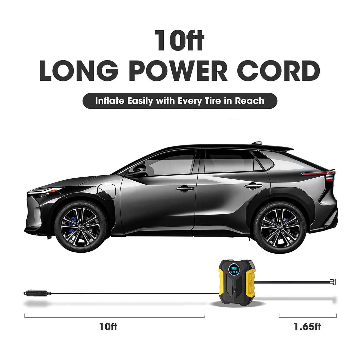 12V Portable Digital Tire Inflator with LED Light - Car Auto Air Compressor