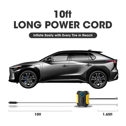 12V Portable Digital Tire Inflator with LED Light - Car Auto Air Compressor