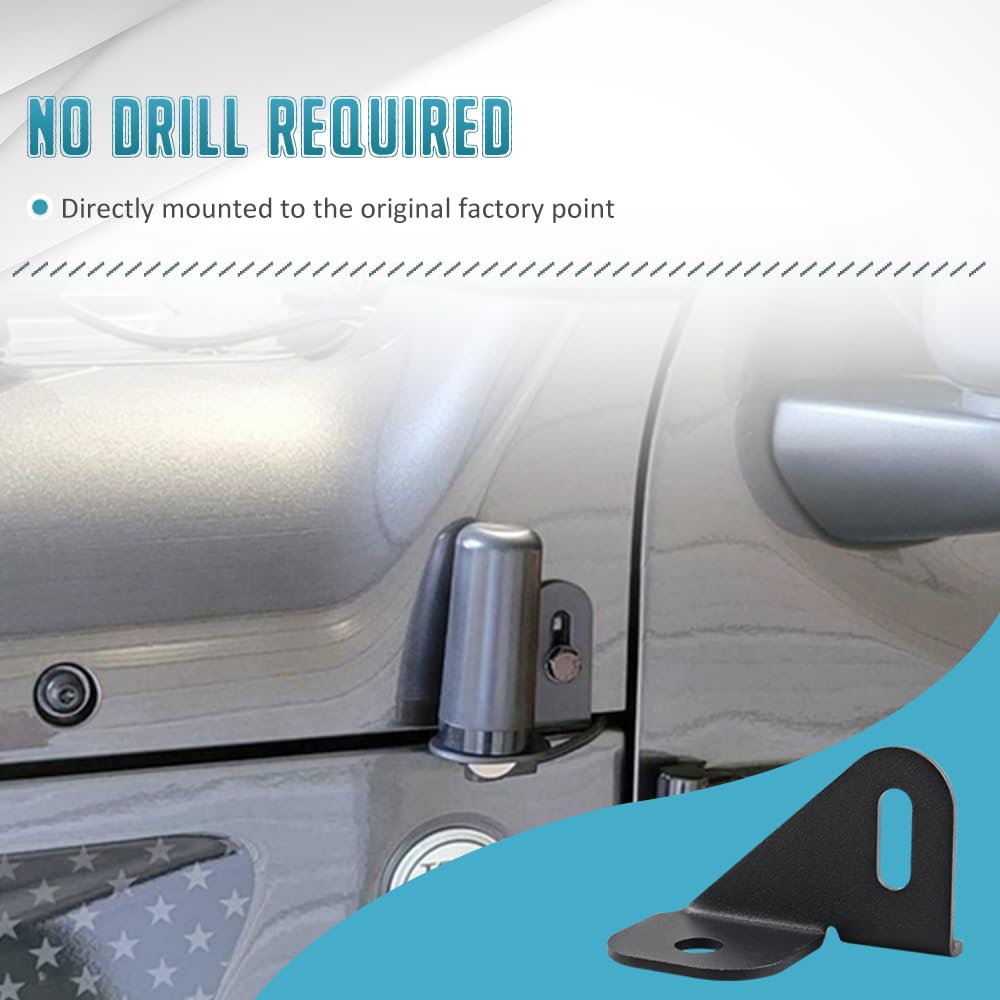 JL Antenna Mount Driver Side CB Antenna Mount Radio Driver's Side Mounting Bracket Front Driver Near The Hood Side CB Holder Compatible with Jeep Wrangler JL JLU & Jeep Gladiator JT 2018-2023