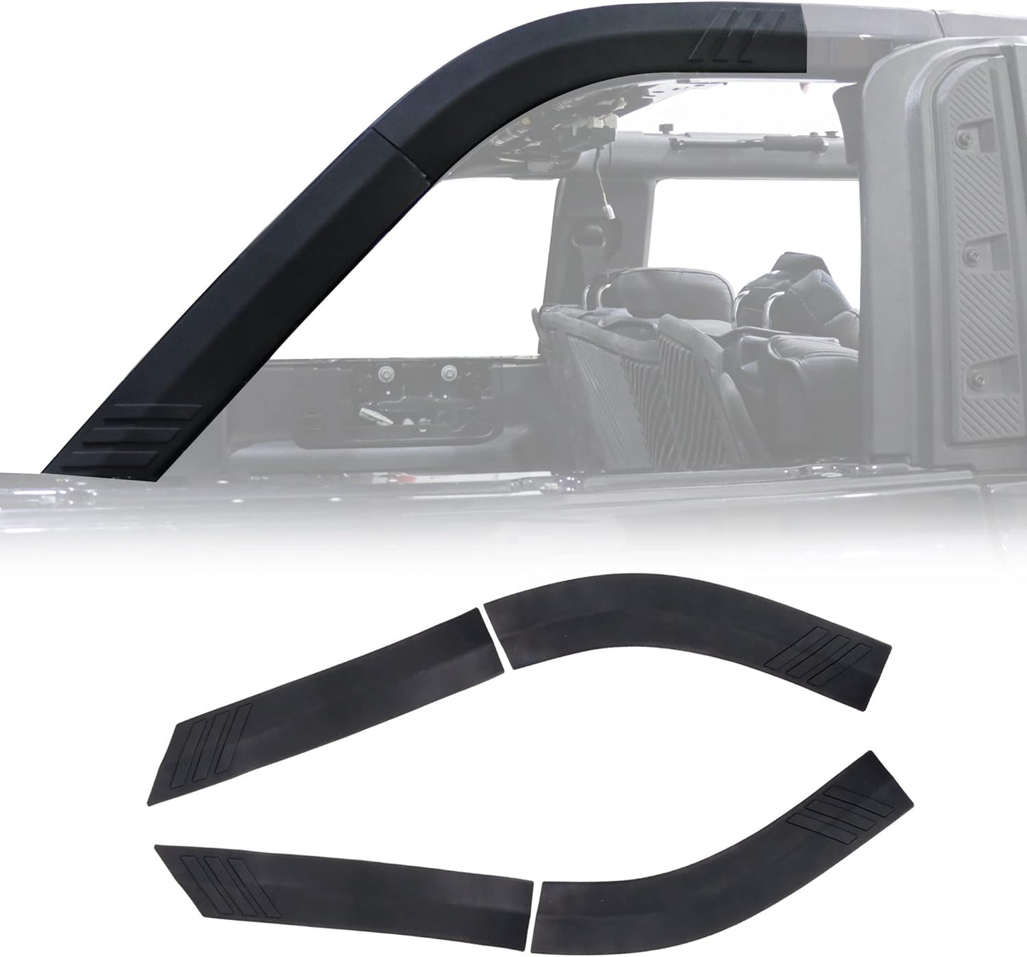 D-Pillar Roll Bar Padding Protector Cover Compatible with 2021 2022 2023 2024 2025 New Ford Bronco 4 Door Roll Cage Edge Paint Protection Guard Prevent Scratching Exterior Accessories 4 Pack