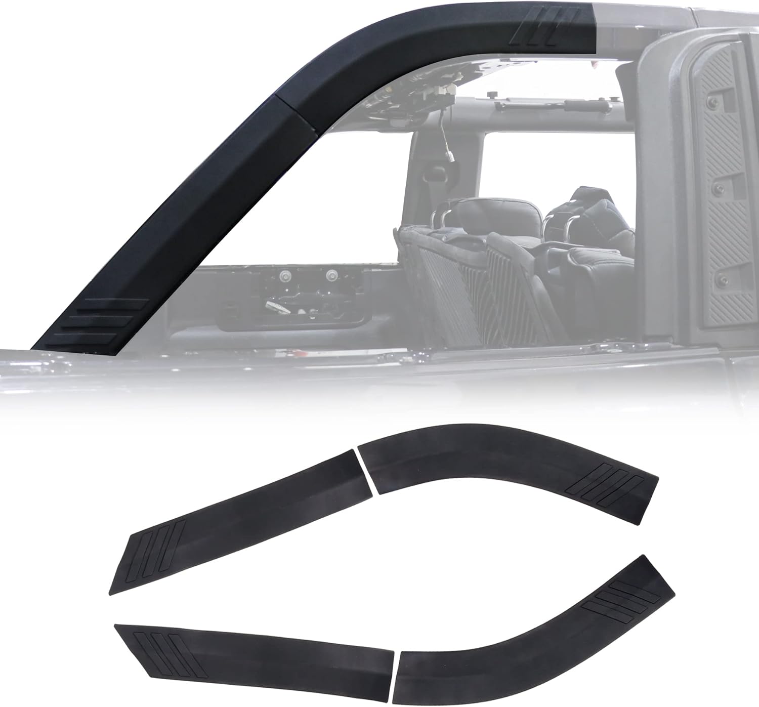 D-Pillar Roll Bar Padding Protector Cover Compatible with 2021 2022 2023 2024 2025 New Ford Bronco 4 Door Roll Cage Edge Paint Protection Guard Prevent Scratching Exterior Accessories 4 Pack