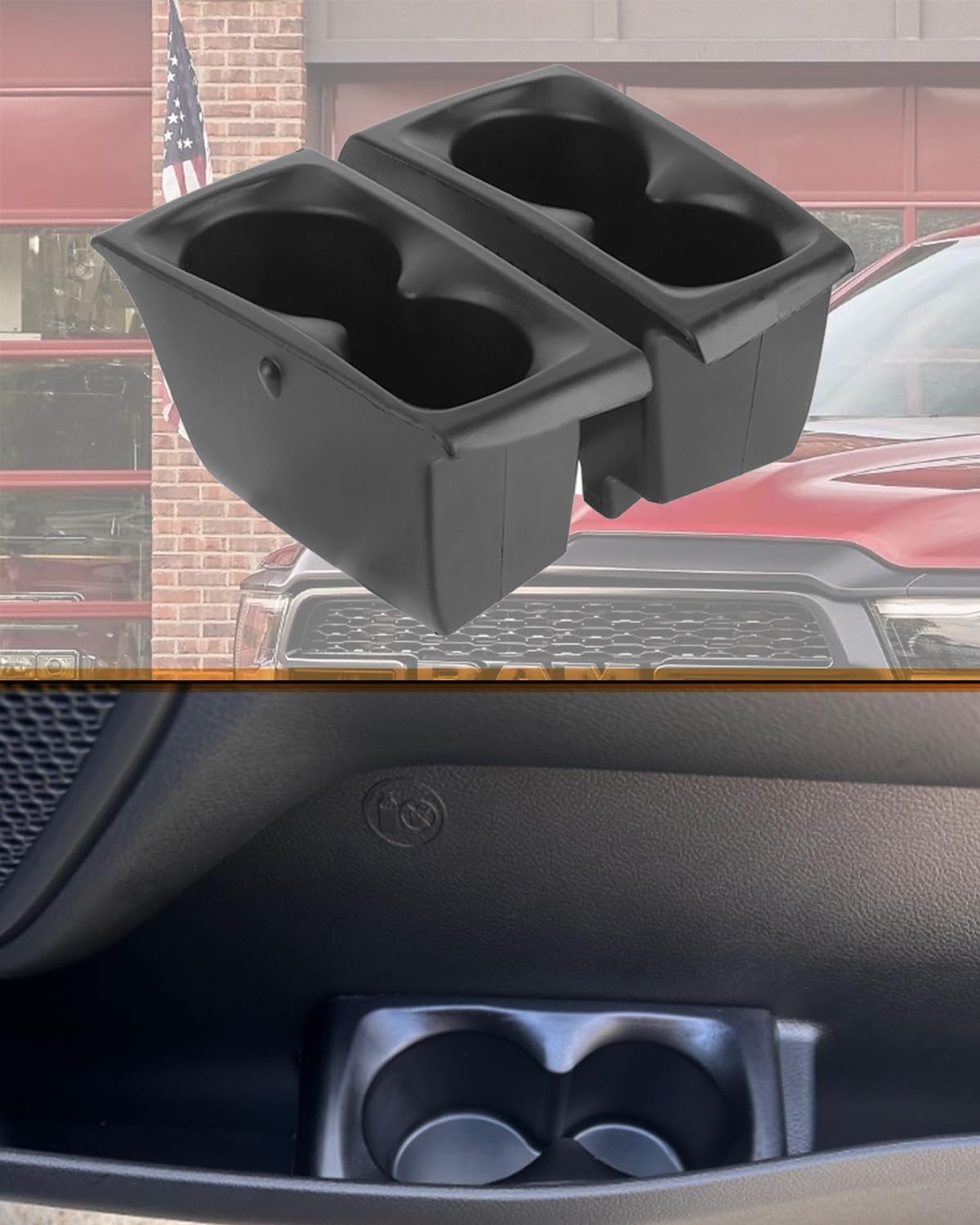 Cup Holders Insert Compatible with 2019-2026 Ram 1500 Cup Holder, Replace #5YK46TX7AC 5YK47TX7AC, Door Cup Holders for Right and Left Pocket, Pack of 2