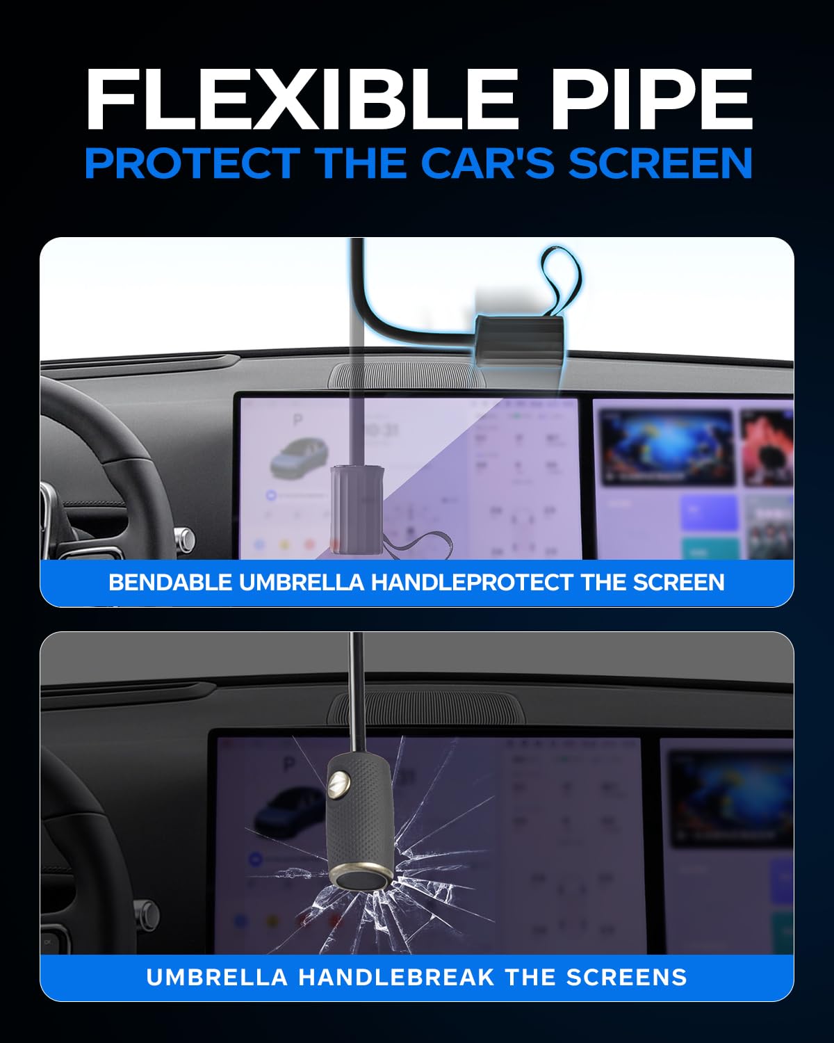 Thickened Windshield Sun Shade with UV Blocking & Emergency Breaker