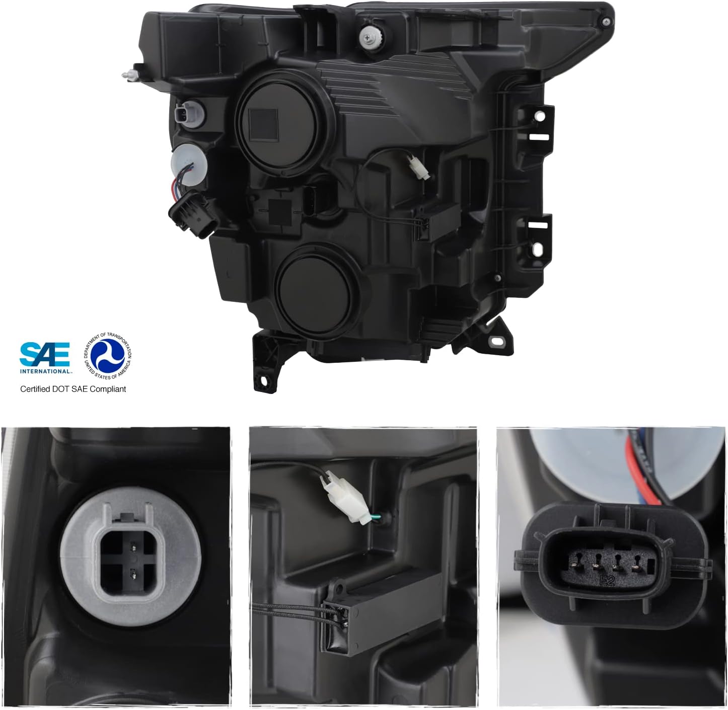 AKKON -Fit 2021-2023 Ford F150 LED DRL Sequential Signal [Halogen Type] Projector Black Headlights Pair Driver+Passenger