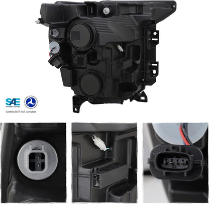 AKKON -Fit 2021-2023 Ford F150 LED DRL Sequential Signal [Halogen Type] Projector Black Headlights Pair Driver+Passenger