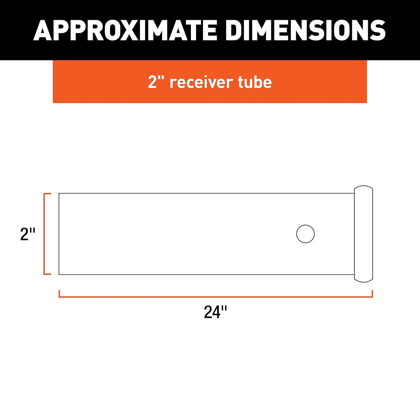 2"x2" 24" Receiver Tube - Raw Finish, 49240