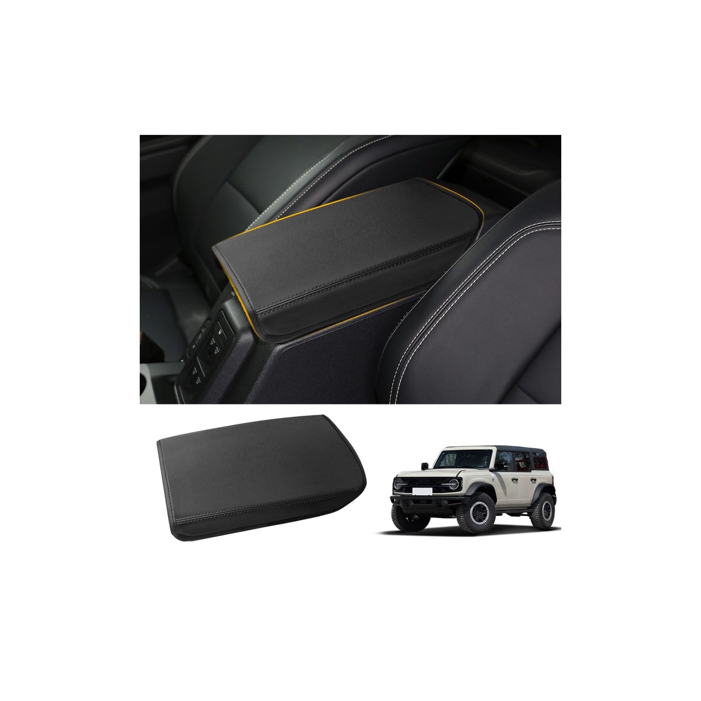 Microfiber Leather Center Console Cover for 2021-2025 Ford Bronco 2/4-Door (Excludes Sport)