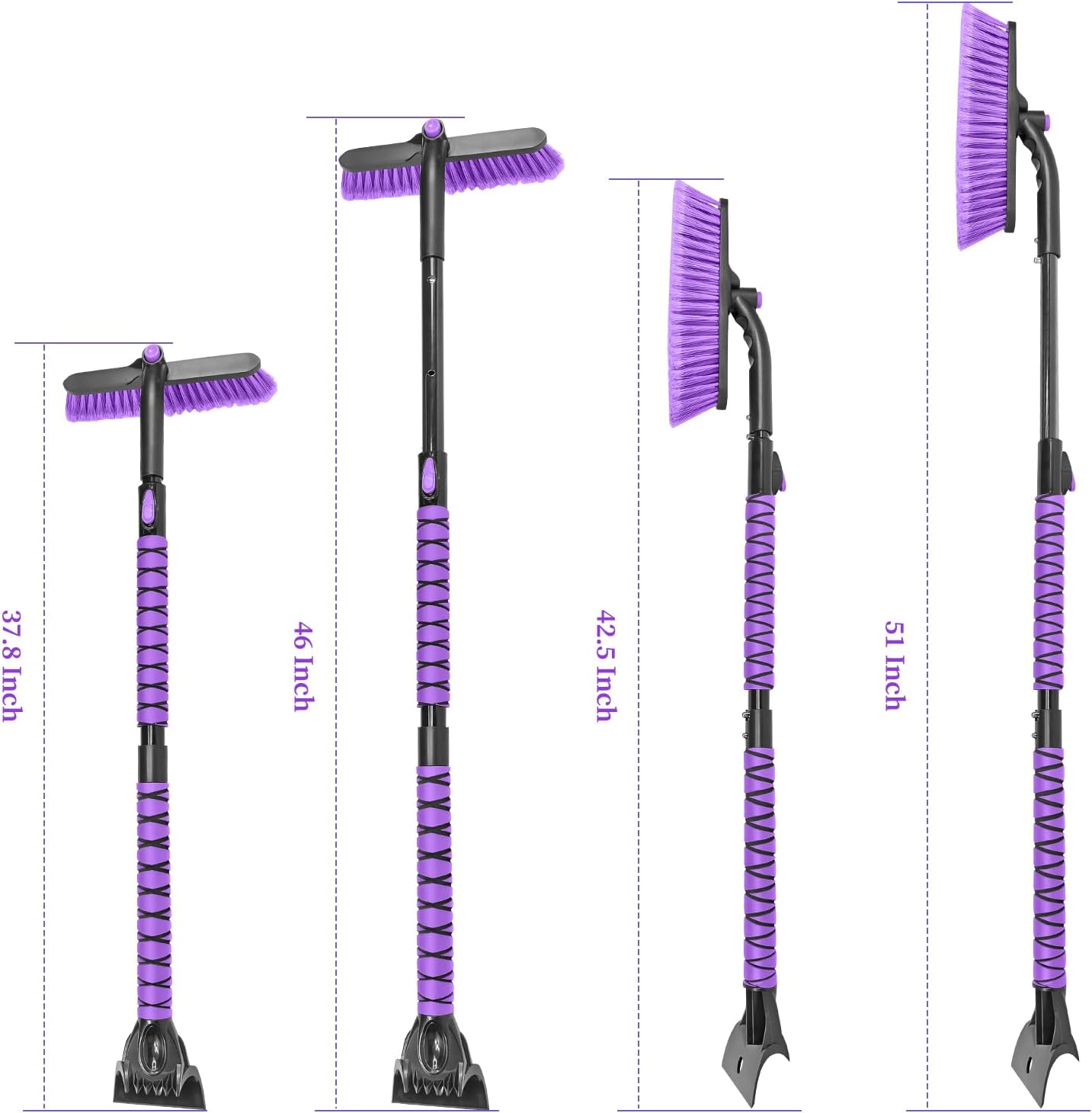 51" Extendable Heavy-Duty Snow Brush for Trucks/SUVs - Purple