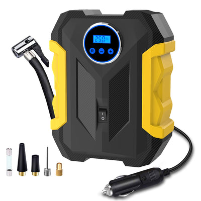 12V Portable Digital Tire Inflator with LED Light - Car Auto Air Compressor