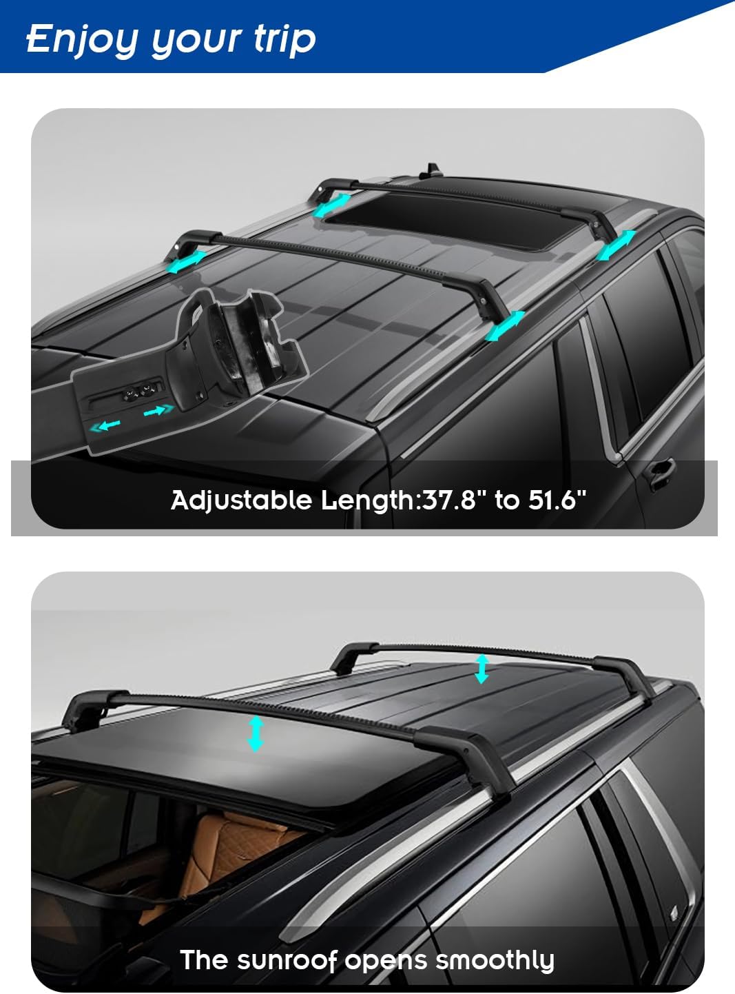 Roof Racks Cross Bars Fit for 2021-2024 Chevrolet Tahoe and Suburban, Yukon and Yukon XL - OHMU