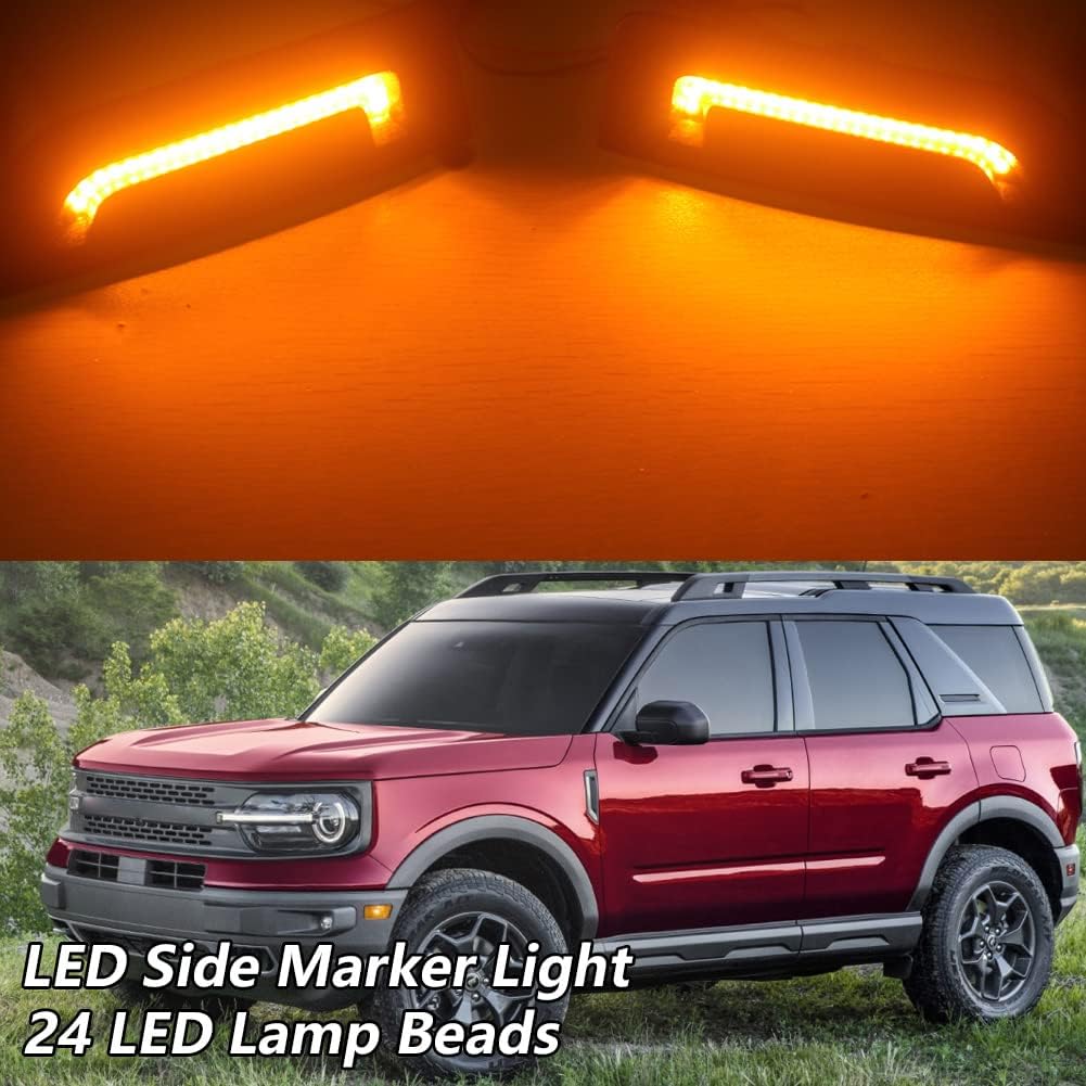 LED Side Marker Lights Turn Signal Lights Compatible with Bronco Sport 2021 2022 2023
