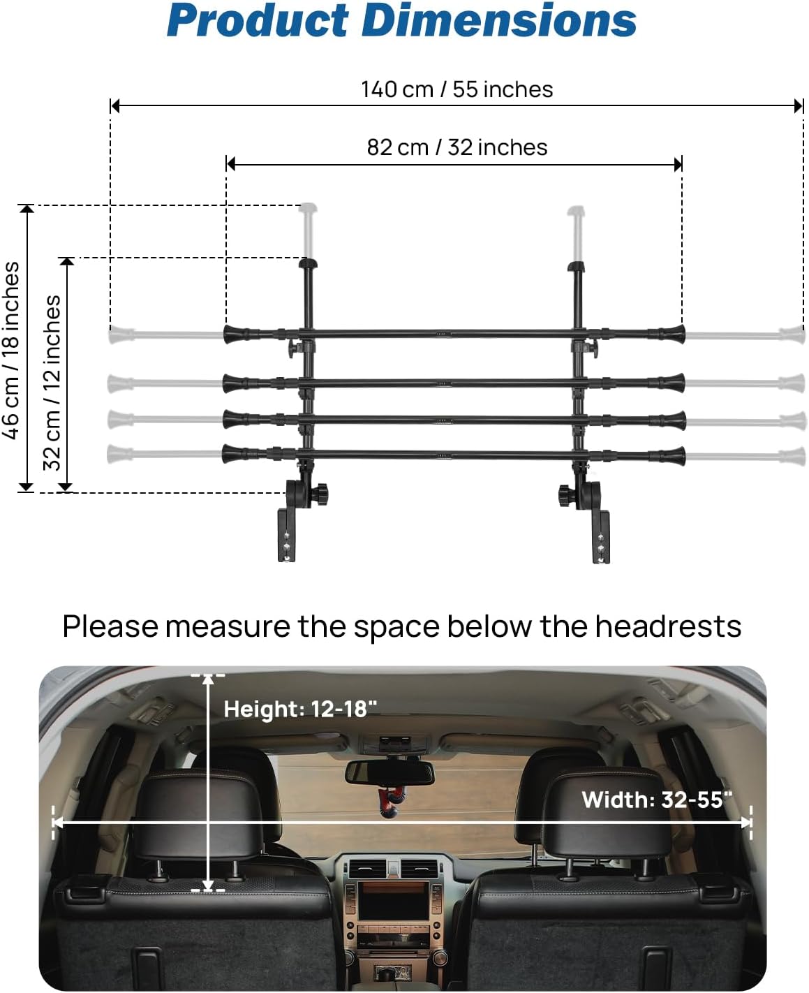 Universal Carbon Steel Dog Barrier - 32"-57" Adjustable Width for SUV/Truck Cargo Area
