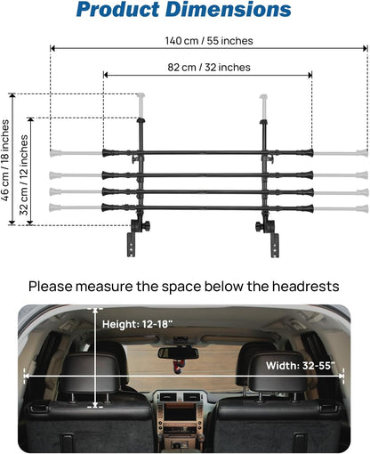 Universal Carbon Steel Dog Barrier - 32"-57" Adjustable Width for SUV/Truck Cargo Area